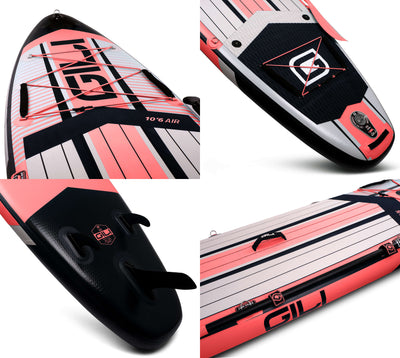 GILI Sports 10'6 AIR paddle board package detailed shots in Coral