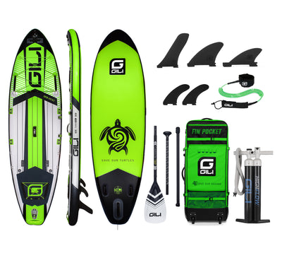GILI Sports 10'6 Meno inflatable paddle board package in Green