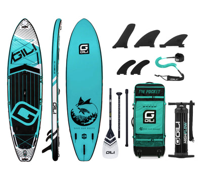 GILI Sports 11'6 Meno inflatable paddle board package in Teal