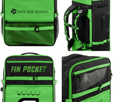 GILI Sports Mako iSUP backpack in Green with fin pockets