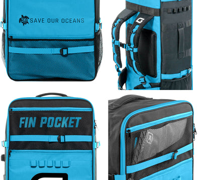 GILI Sports Mako iSUP backpack in Blue with fin pockets