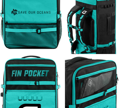 GILI Sports paddle board backpack non-rolling with fin pocket in Teal color