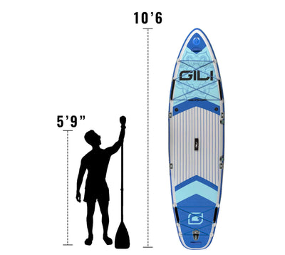 GILI Sports Komodo inflatable paddle board size reference